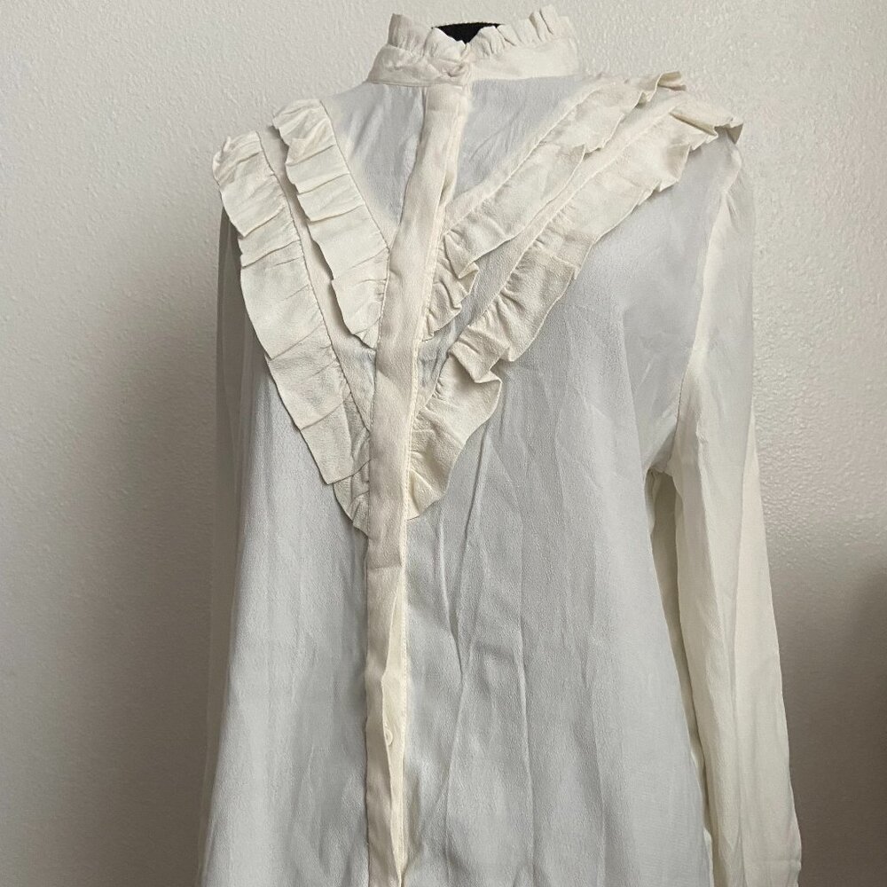 Ruffled Blouse Off White Size L